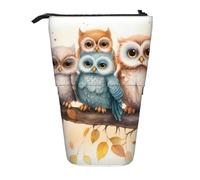 Trousse à crayons télescopique avec motif de chouette sur une branche - Pour l'école, le bureau, les voyages