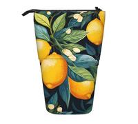 Trousse à crayons télescopique avec motif de feuilles de citron, aquarelle et fleurs tropicales - Pour l'école, le bureau, les voyages