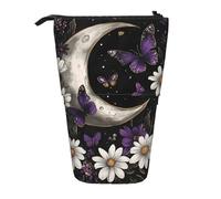 Trousse à crayons télescopique avec motif de marguerite et de lune - Pour l'école, le bureau, les voyages