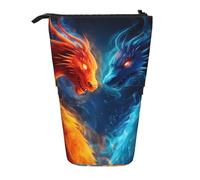 Trousse à crayons télescopique avec motif dragon de feu abstrait sur pied, motif galaxie, pour l'école, le bureau, les voyages