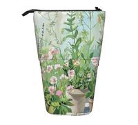 Trousse à crayons télescopique avec motif floral et papillons colorés - Blanc, Jardin d'herbes printanières, Taille unique, Cartable