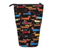 Trousse à crayons télescopique avec motif « J’aime mes teckels »