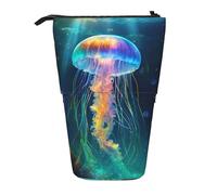 Trousse à crayons télescopique avec motif méduses et océans, Noir , Taille unique