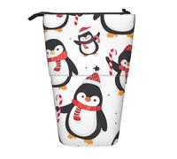 Trousse à crayons télescopique avec motif pingouin - Motif Père Noël - Pour l'école, le bureau, les voyages