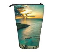 Trousse à crayons télescopique avec motif tête de mort rose, trousse de maquillage, trousse de papeterie portable pour adolescentes, filles, adultes, Sunrise Over Hanauma Bay Oahu Hawaii, Pencil