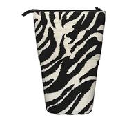 Trousse à crayons télescopique avec motif zébré noir et blanc pour étudiants et bureau, Animal zèbre., Taille unique, Organiseur de sac