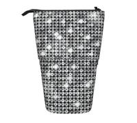 Trousse à crayons télescopique avec paillettes argentées imprimées - Trousse de maquillage - Organiseur de bureau ou de voyage