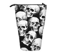 Trousse à crayons télescopique avec squelette d'Halloween - Motif tête de mort et fantômes - Pour l'école, le bureau, les voyages