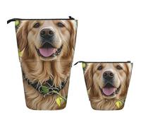 Trousse à crayons télescopique avec support pour crayons Golden Retriever - Jolie trousse à crayons - Trousse de maquillage pour adulte - Fournitures de bureau, Noir , Taille unique, Imprimé