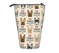 Trousse à crayons télescopique Beagle Dog Papeterie Trousse de maquillage Portable Bureau Papeterie Sac pour Adolescentes Filles Adultes, I Love French Bulldog, Pencil Telescopic, Trousse de beauté
