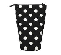 Trousse À Crayons Télescopique Black And White Polka Dots Print Durable Porte-Stylo Légère Trousse Retractable Crayon Pour Fournitures De Bureau Cosmétiques Le Bureau