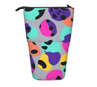 Trousse À Crayons Télescopique Colorful Leopard Print Dots Trousse Retractable Crayon Durable Boite Crayon Fournitures Debout Étui Sac À Crayons Pour Cosmétiques Le Bureau