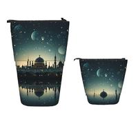 Trousse à crayons télescopique de grande capacité avec silhouette de plante naturelle et feuille de fougère - Trousse de papeterie rétractable sur pied - Trousse de maquillage pour fournitures de