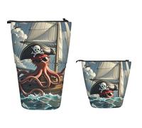 Trousse à crayons télescopique de grande capacité - Écureuil - Trousse à crayons rétractable - Portable - Organiseur de maquillage pour fournitures de bureau, Pieuvre pirate à voile, Taille unique