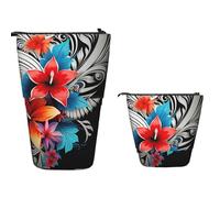 Trousse à crayons télescopique de grande capacité - Grande capacité - Motif Angleterre - Rétro - Londres - Pour téléphone - Pour fournitures de bureau, Décoré avec des motifs floraux tribaux, Taille