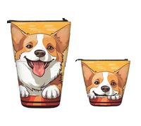 Trousse à crayons télescopique de grande capacité - Grande capacité - Motif Angleterre - Rétro - Londres - Pour téléphone - Pour fournitures de bureau, Adorable chien Corgi, Taille unique, Sac à