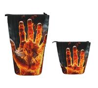 Trousse à crayons télescopique de grande capacité pour vélo de route, trousse à crayons rétractable, porte-stylos, trousse de maquillage pour fournitures de bureau, Main flamme feu, Taille unique