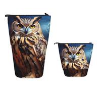 Trousse à crayons télescopique de grande capacité - Rose et yorkshire - Trousse à crayons rétractable - Organiseur portable - Trousse de maquillage pour fournitures de bureau, Eagle Owl Night Bird