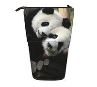Trousse à crayons télescopique Durable Deux grands pandas Sac à crayons debout pour bureau Papeterie Porte-crayon Pop Up Sac à crayons Stand Up Pen Pochette à crayons pour le travail Cadeau de vacan
