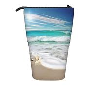 Trousse à crayons télescopique Durable Ocean Beach Sac à crayons debout pour bureau Papeterie Porte-crayon Pop Up Sac à crayons Stand Up Pen Pochette à crayons pour le travail Cadeau de vacances 7 ×