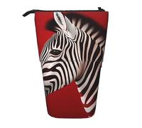 Trousse à Crayons télescopique Durable Zebra Red Standing Pencil Bag for Office Papeterie Case Pencil Holder Pop Up Pencil Bag Stand Up Pen Pencil Pouch for Work 7 × 5.7 inch