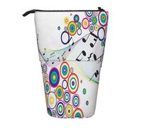 Trousse à crayons télescopique en tissu Oxford avec notes de musique arc-en-ciel pour garçons, filles, adolescents, étudiants, bureau, Noir , Taille unique