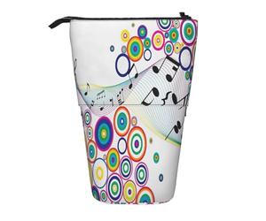 Trousse à crayons télescopique en tissu Oxford avec notes de musique arc-en-ciel pour garçons, filles, adolescents, étudiants, bureau, Noir , Taille unique