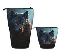 Trousse À Crayons Télescopique Fantasies Wolf Durable Porte-Stylo Papeterie Debout Étui Sac À Crayons Pour Etudiants Garçons Filles Le Bureau