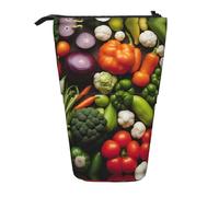 Trousse À Crayons Télescopique Introduction Of Various Vegetables Print Porte-Stylo Durable Trousse Retractable Crayon Légère Debout Étui Sac À Crayons Pour Etudiants Garçons Filles