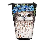 Trousse à crayons télescopique jaune tournesol floral papeterie trousse de maquillage portable pour adolescentes filles adultes, Chouette Fleurs de Printemps Turquoise, Pencil Telescopic, Trousse de