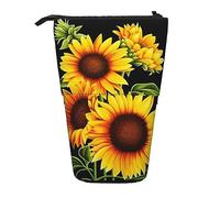 Trousse à crayons télescopique jaune tournesol floral papeterie trousse de maquillage portable pour adolescentes filles adultes, Tournesol d'été, Pencil Telescopic, Trousse de beauté