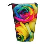 Trousse à crayons télescopique jaune tournesol floral papeterie trousse de maquillage portable pour adolescentes filles adultes, Rose arc-en-ciel., Pencil Telescopic, Trousse de beauté