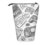 Trousse À Crayons Télescopique Monochrome Sketch Style Gaming Print Durable Trousse Retractable Crayon Légère Pencil Case Télescopique Pour Garçons Filles Etudiants Fournitures De Bureau