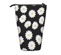 Trousse à crayons télescopique, motif léopard sauvage, trousse de maquillage, trousse de papeterie portable pour adolescentes, filles, adultes, Marguerite blanche., Pencil Telescopic, Trousse de