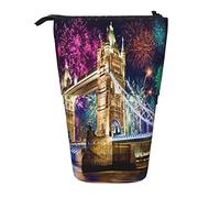 Trousse à crayons télescopique, motif palmier, chaises de plage, bateaux, papeterie, trousse de maquillage, sac de papeterie portable pour adolescentes, filles, adultes, Night London Tower Bridge,