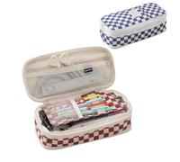 Trousse à crayons télescopique multifonction double fermeture éclair simple transformable grande capacité, Rouge, Mode