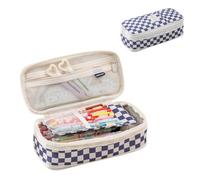 Trousse à crayons télescopique multifonction double fermeture éclair simple transformable grande capacité, bleu, Mode
