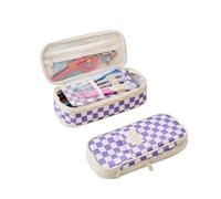 Trousse à crayons télescopique multifonction double fermeture éclair simple transformable grande capacité, violet, Mode