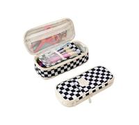 Trousse à crayons télescopique multifonction double fermeture éclair simple transformable grande capacité, Noir , Mode