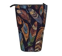 Trousse à crayons télescopique New York Night Papeterie Trousse de maquillage Portable Bureau Papeterie Sac pour Adolescentes Filles Adultes, Plumes de paon, Pencil Telescopic, Trousse de beauté