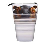 Trousse à crayons télescopique noire et blanche avec motif zèbre - Trousse de maquillage portable pour adolescentes, filles et adultes, Hippopotame, Pencil Telescopic, Trousse de beauté