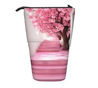 Trousse À Crayons Télescopique Pink Cherry Blossom Staircase Print Papeterie Boite Crayon Durable Porte-Stylo Pour Etudiants Cosmétiques Fournitures De Bureau