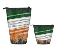 Trousse à crayons télescopique pop-up avec drapeau irlandais dessiné à la main - Trousse à crayons rétractable - Organiseur mignon - Trousse de maquillage portable pour bureau et vacances