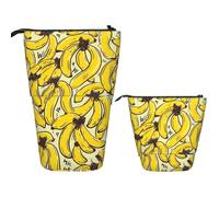 Trousse à crayons télescopique Pop Up - Joli porte-stylo télescopique amusant - Motif chat et chien debout, Banane jaune., Taille unique, Trousse de maquillage