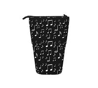 Trousse à crayons télescopique, porte-crayons pour pupitre de musique noir et blanc avec sac de maquillage à fermeture éclair pochette à crayons sac à stylos