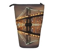 Trousse à crayons télescopique pour voiture, trousse de maquillage, trousse de papeterie portable pour adolescentes, filles, adultes, New York Manhattan Bridge Night, Pencil Telescopic, Trousse de