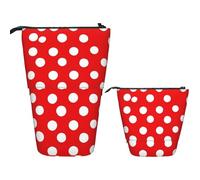 Trousse À Crayons Télescopique Red And White Polka Dots Print Légère Porte-Stylo Durable Pencil Case Télescopique Pour Collège Étudiants Cosmétiques Fournitures De Bureau