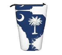 Trousse À Crayons Télescopique South Carolina Flag Map Print Porte-Stylo Papeterie Debout Étui Sac À Crayons Légère Pencil Case Télescopique Pour Le Bureau Etudiants