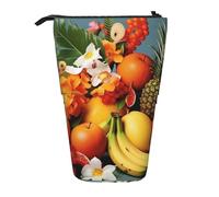 Trousse À Crayons Télescopique Tropical Fruits And Flowers Print Durable Trousse Retractable Crayon Papeterie Pencil Case Télescopique Pour Collège Étudiants Cosmétiques Garçons Filles