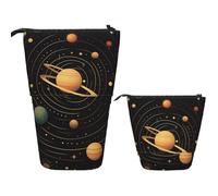 Trousse à crayons télescopique - Trousse à crayons pop-up - Motif astronomique rétro - Trousse à crayons - Trousse à crayons - Trousse de maquillage pour adulte - Fournitures de bureau, Noir , Taille